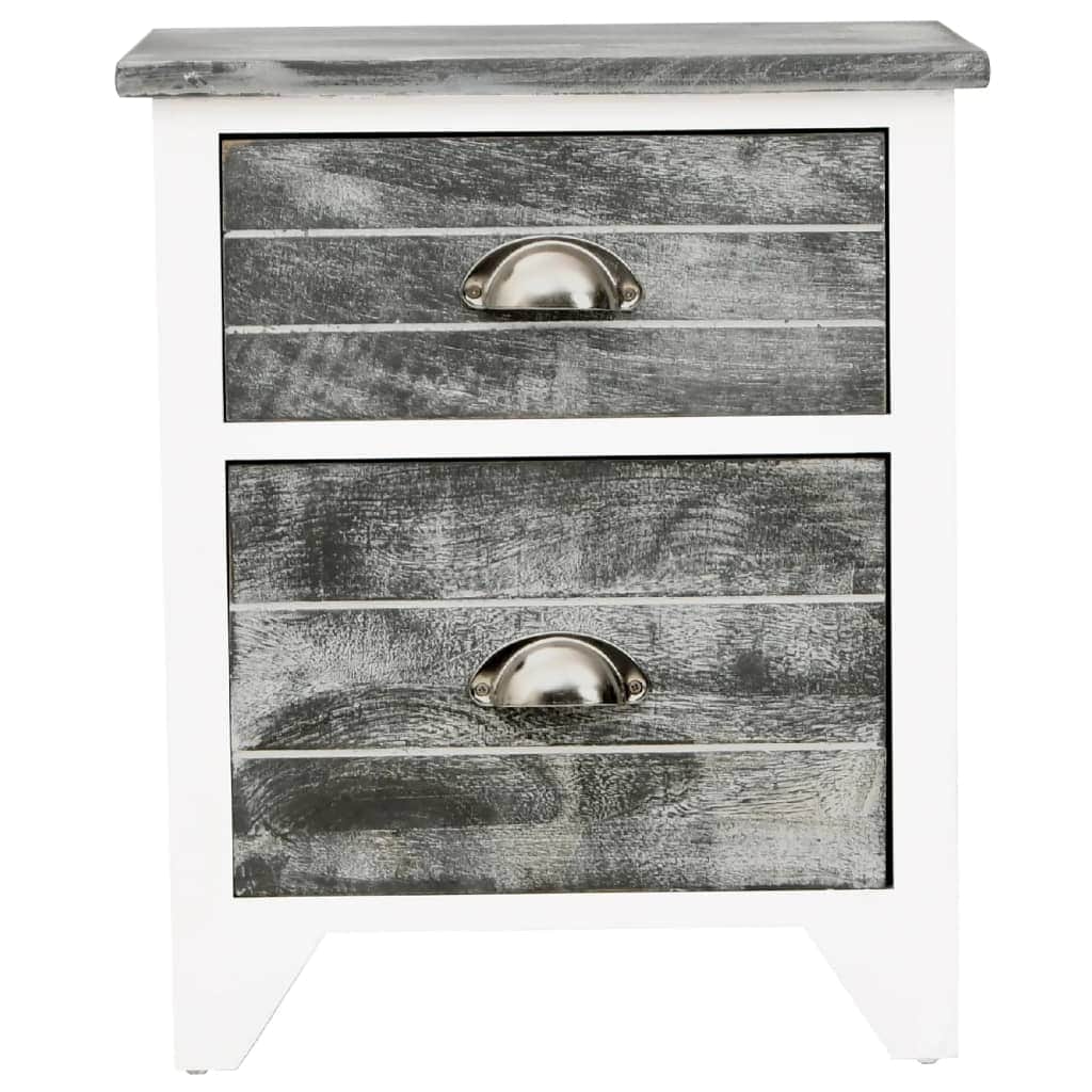 Nightstand Grey and White Paulownia Wood