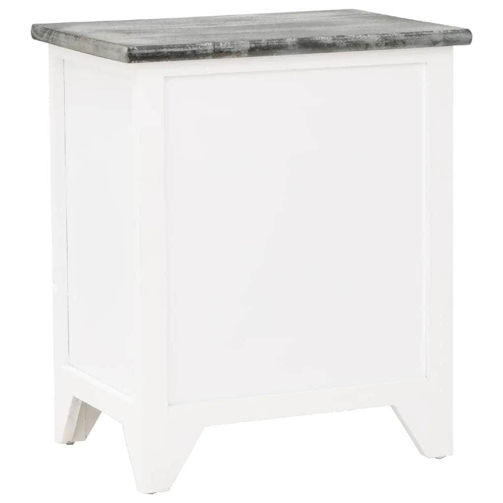 Nightstand Grey and White Paulownia Wood