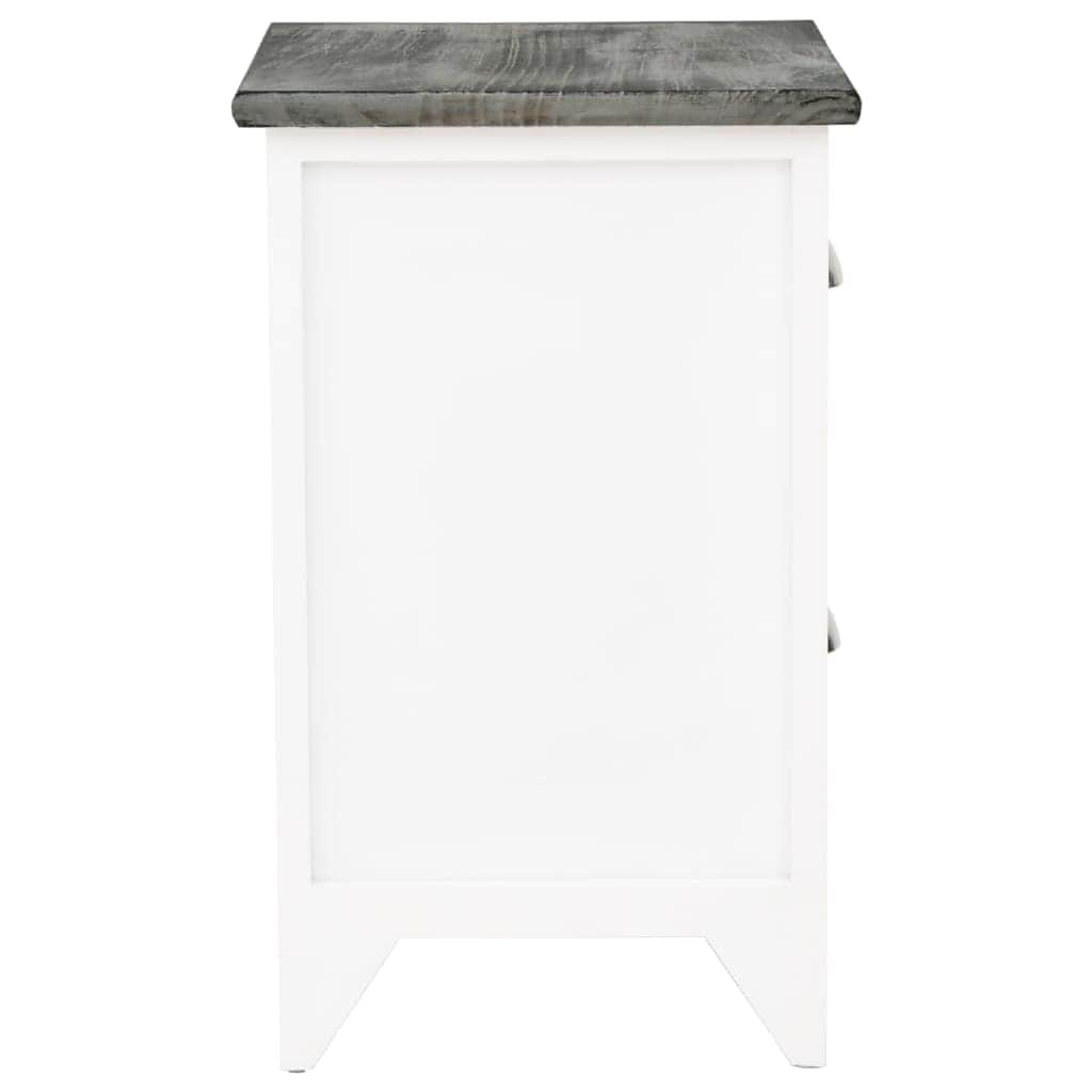 Nightstand Grey and White Paulownia Wood