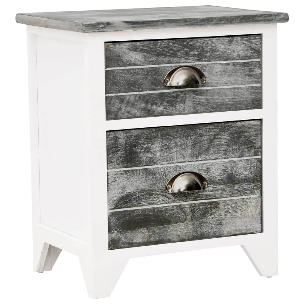Nightstand Grey and White Paulownia Wood - Simple deals