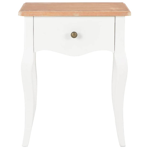 Nightstand White and Brown Solid Pine Wood