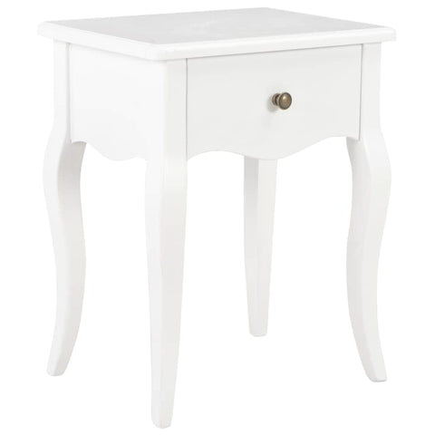 Nightstand White Solid Pine Wood