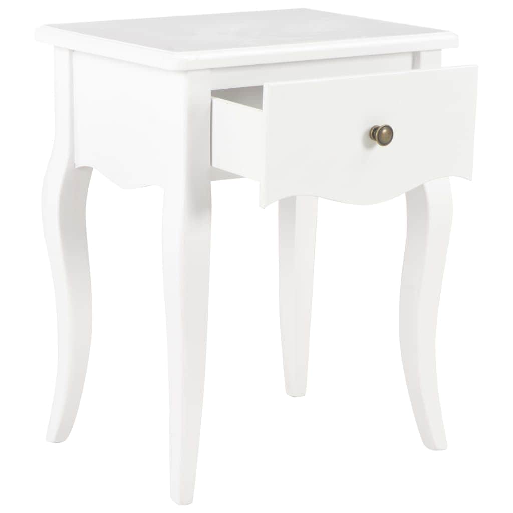 Nightstand White Solid Pine Wood