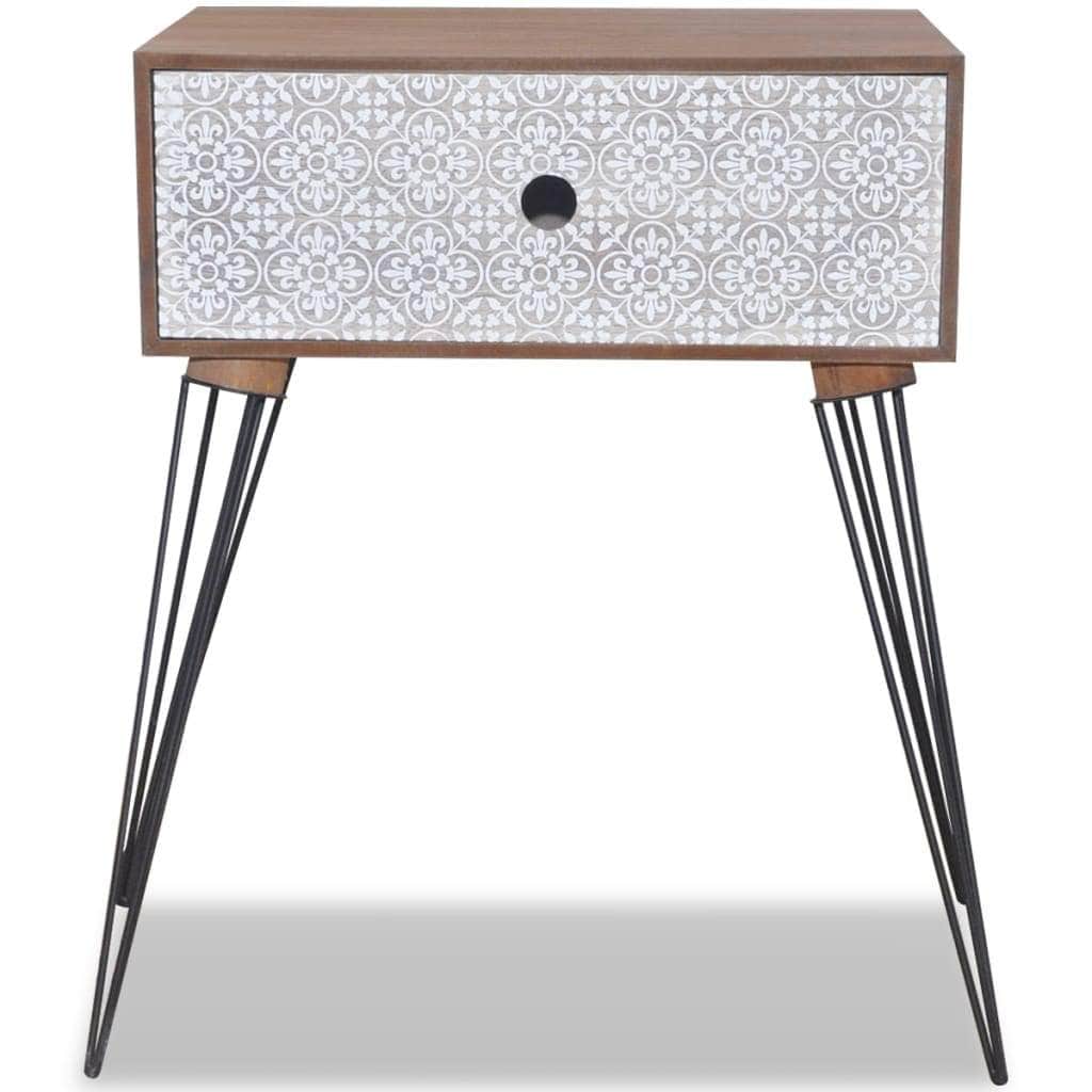Nightstand With 1 Drawer Rectangular Brown
