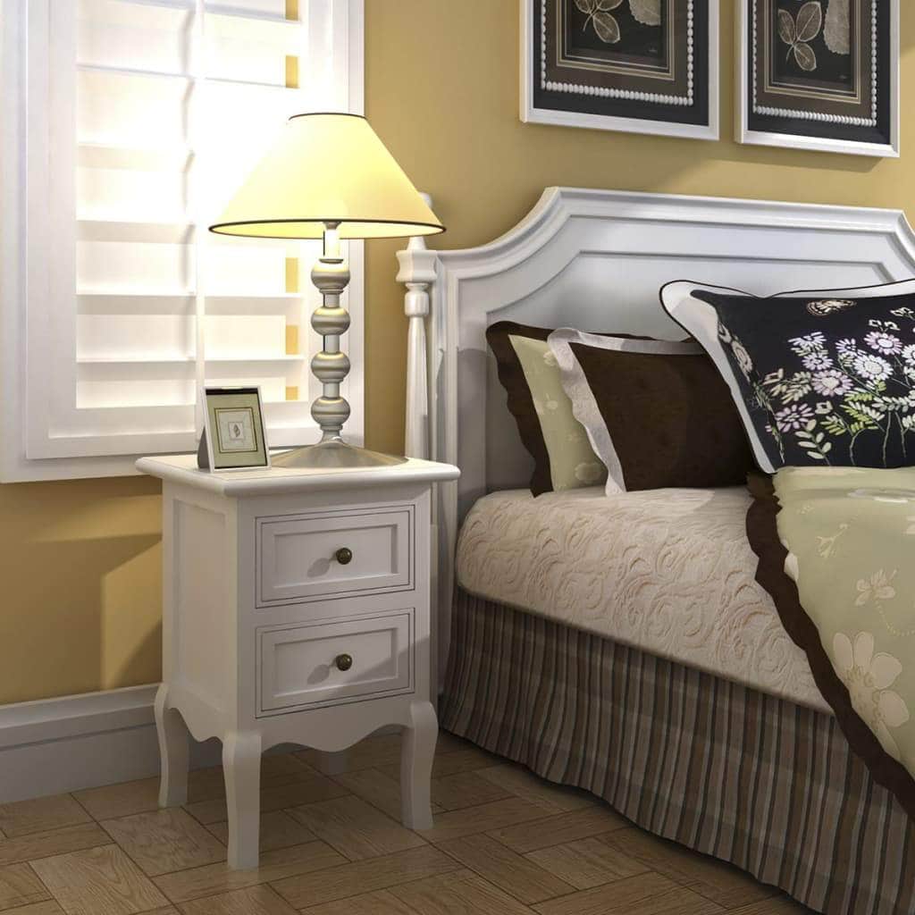 Nightstand with 2 Drawers MDF White