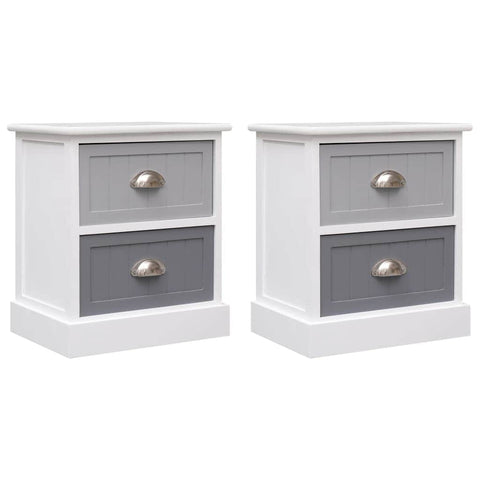 Nightstands 2 pcs Grey Paulownia Wood