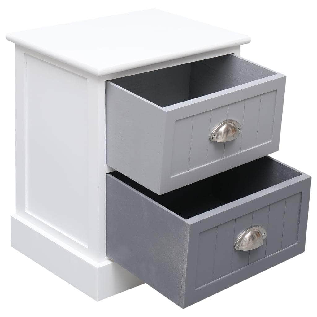 Nightstands 2 pcs Grey Paulownia Wood