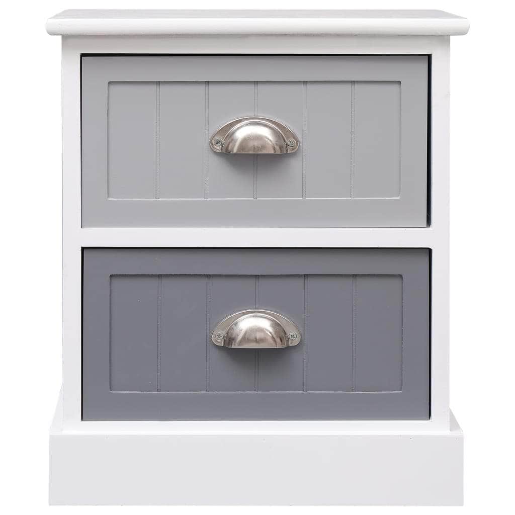 Nightstands 2 pcs Grey Paulownia Wood