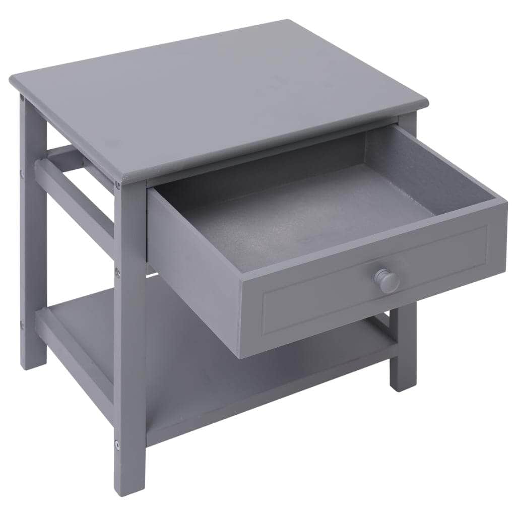 Nightstands 2 pcs Paulownia Wood Grey - Simple deals