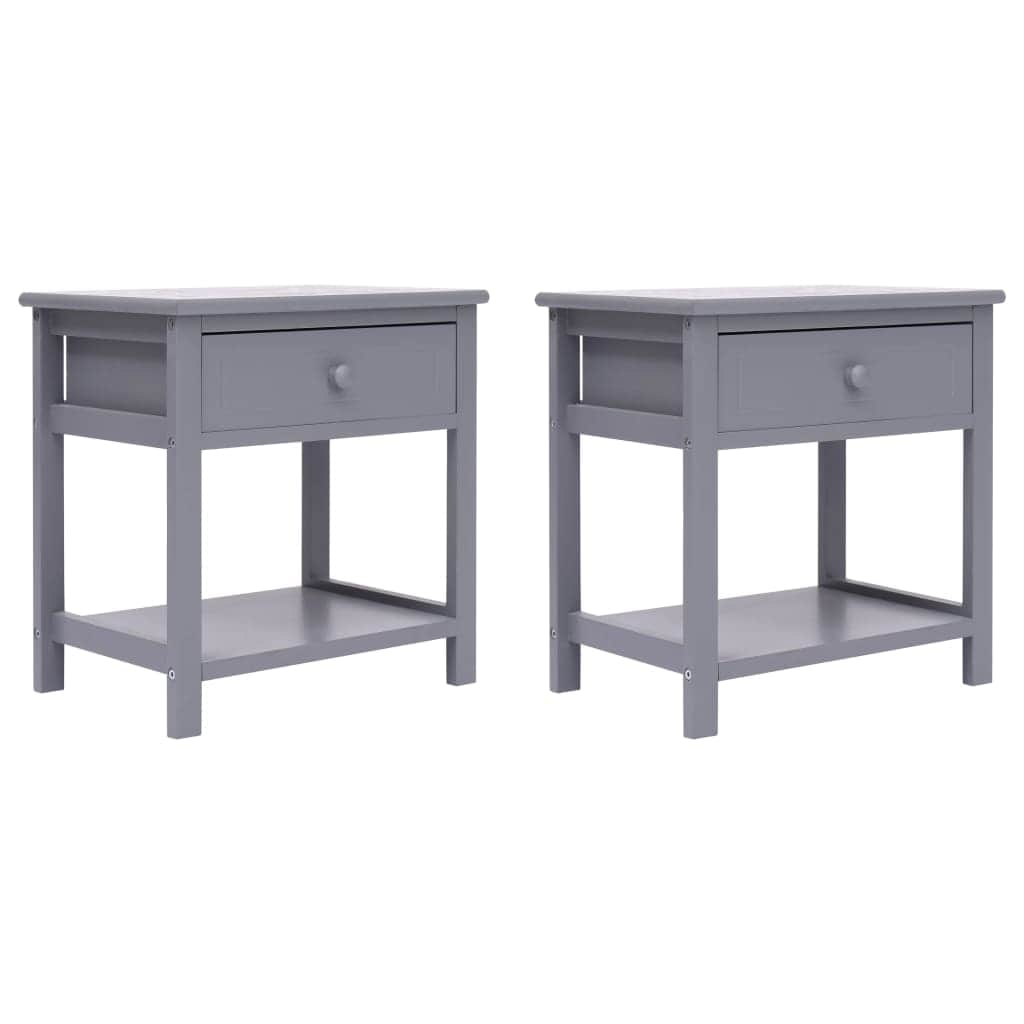Nightstands 2 pcs Paulownia Wood Grey - Simple deals