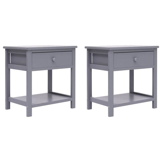 Nightstands 2 pcs Paulownia Wood Grey - Simple deals