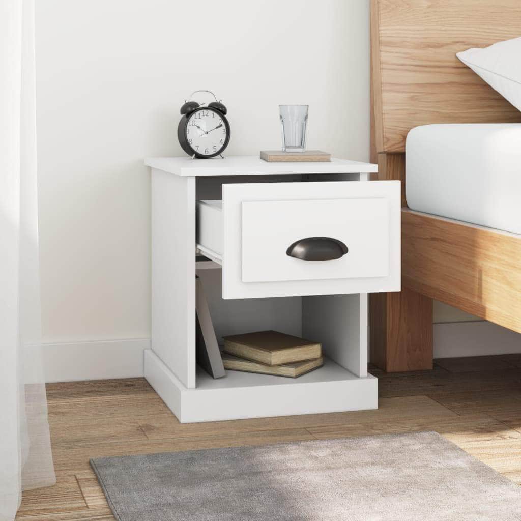 Nocturnal Luxe: Black Engineered Wood Bedside Cabinet