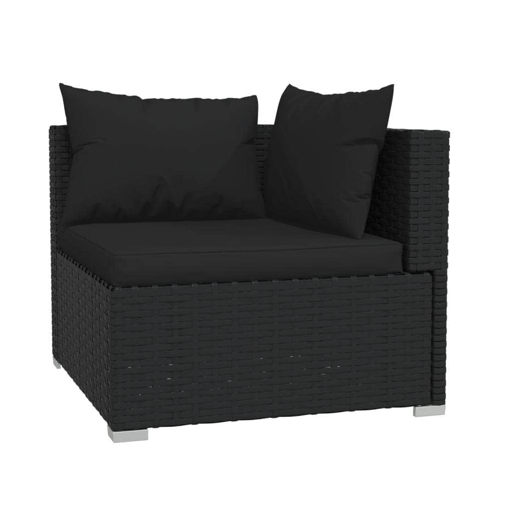 Noir Rattan Luxury: 8-Piece Garden Lounge Set in Black with Plush Cushions