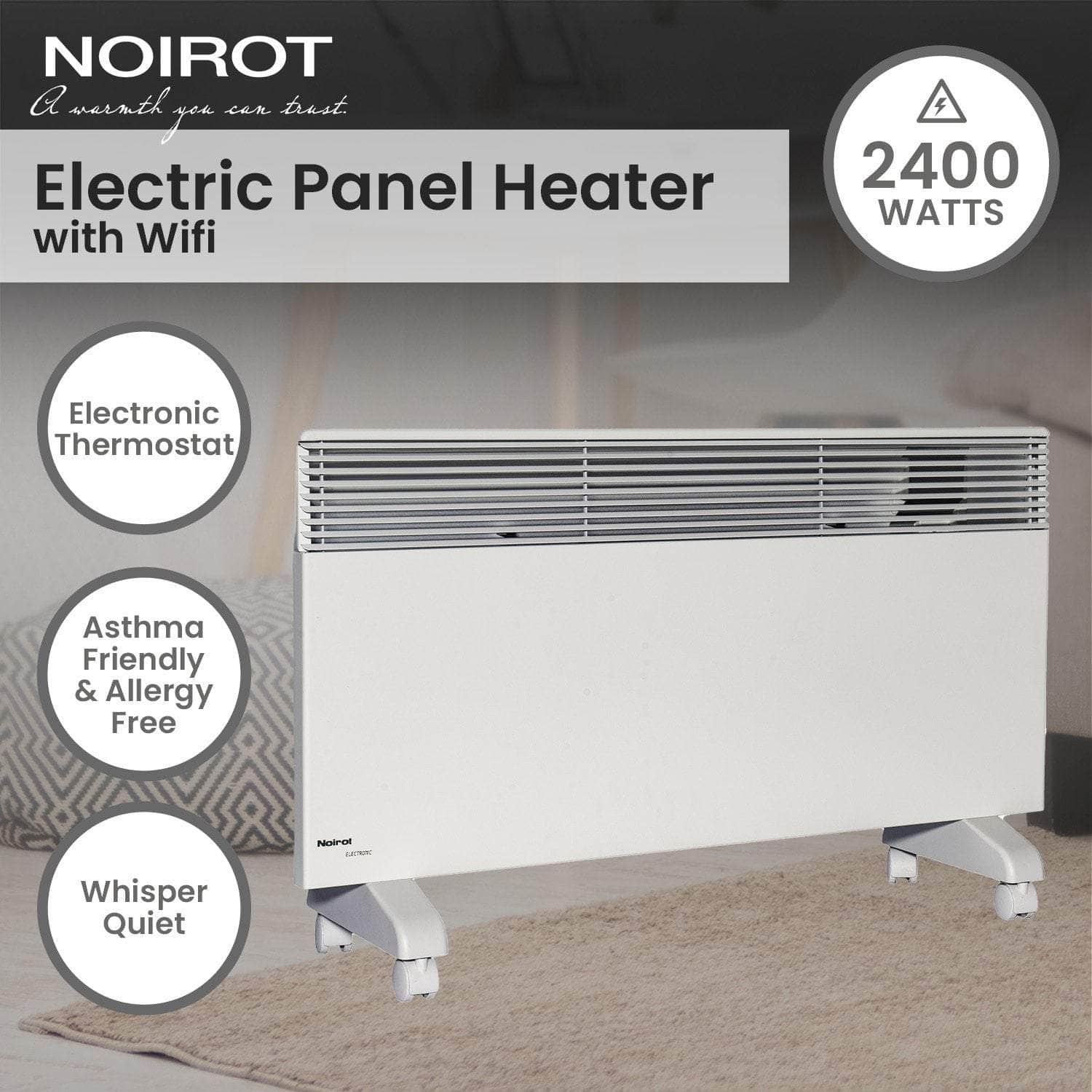 Noirot 7358-8tpro 2400W Spot Plus Electric Panel Heater Wifi Timer - Refurbished