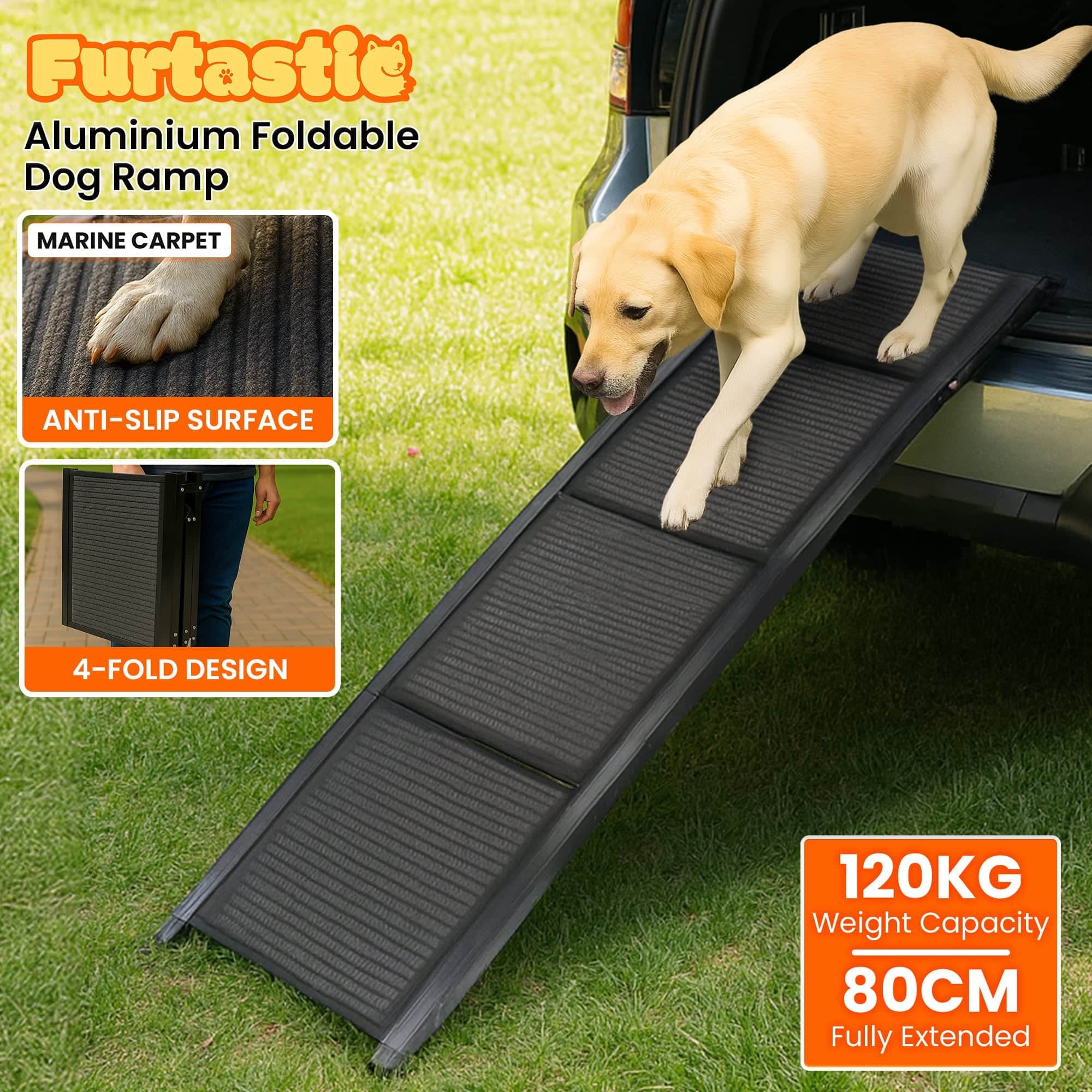 Non-Slip Folding Aluminium Dog Ramp Pet Stairs for Cars & Marine Use - photo 2