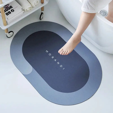 Non-Slip Oval Floor Mat for Bathroom - Super Absorbent, Quick Dry, and Easy to Clean