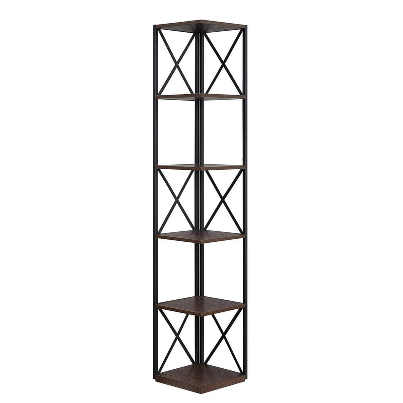 Nora 5-Tier Corner Bookshelf - Walnut/Black