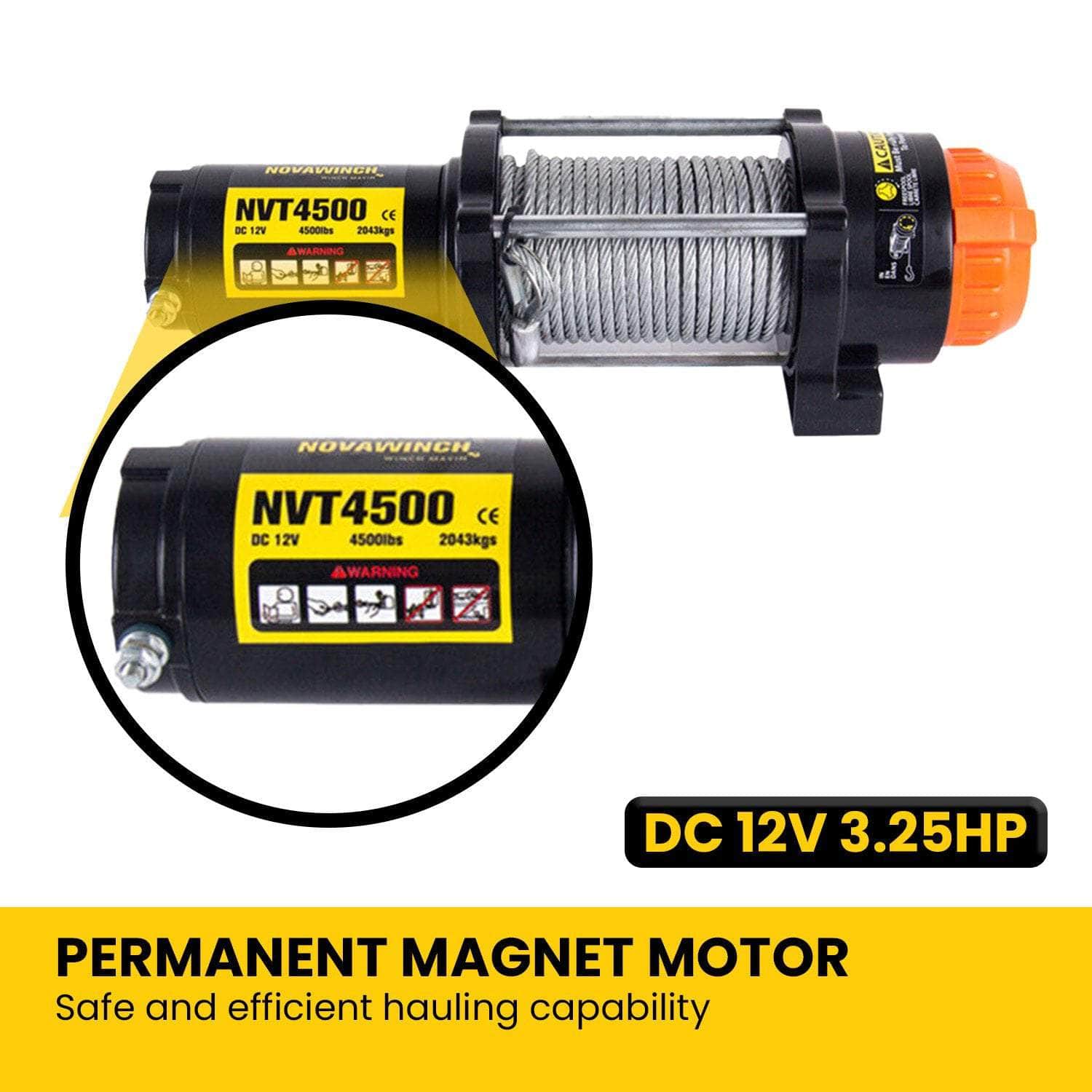 NovaWinch 12V Electric Winch 2041KG 4500LBS, 2041Kg