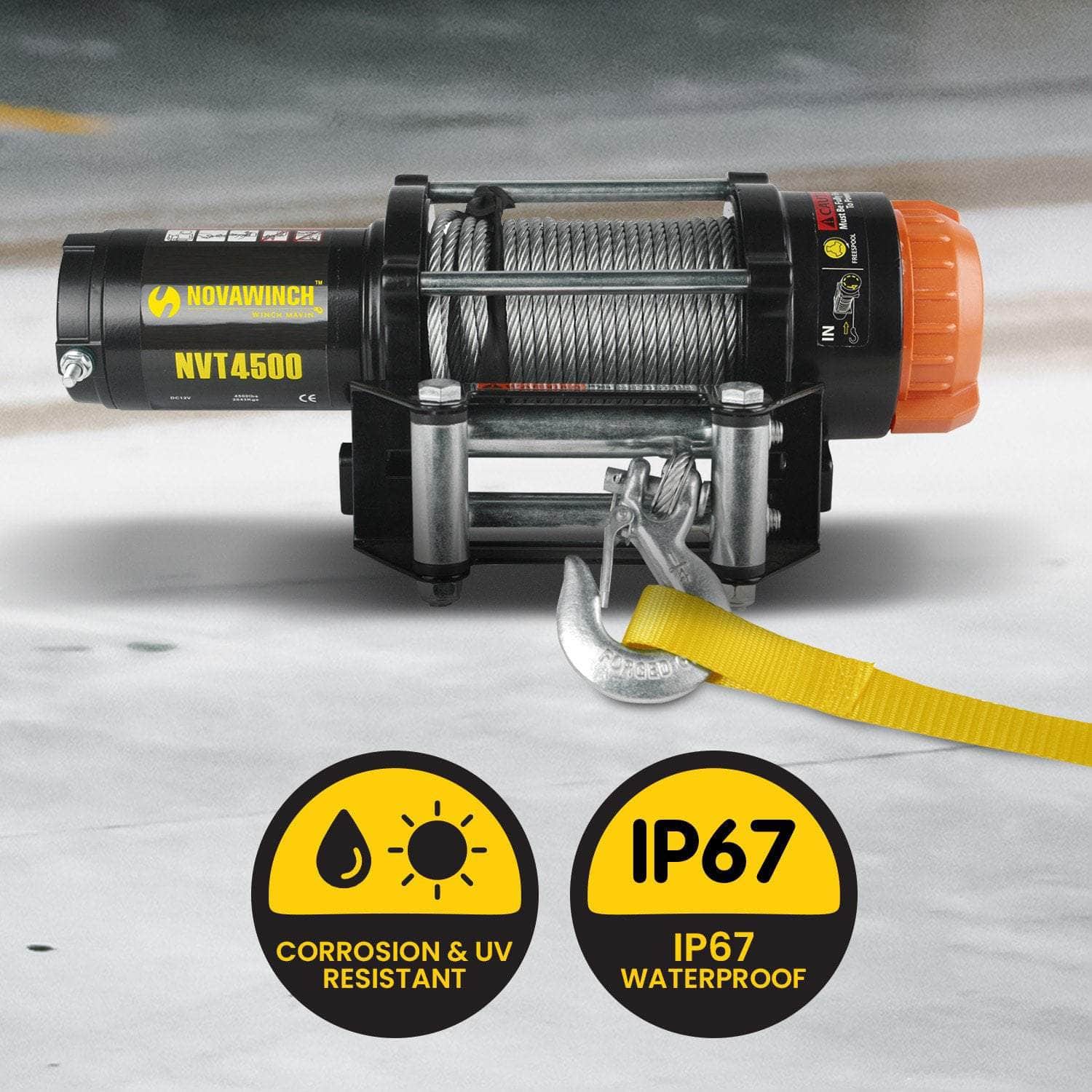 NovaWinch 12V Electric Winch 2041KG 4500LBS with 2041Kg