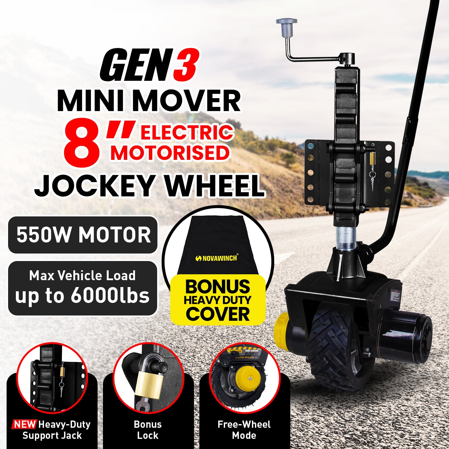 Electric Jockey Wheel 12V double