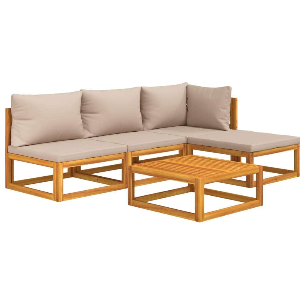 Oasis Elegance: 5-Piece Solid Wood Garden Lounge Set