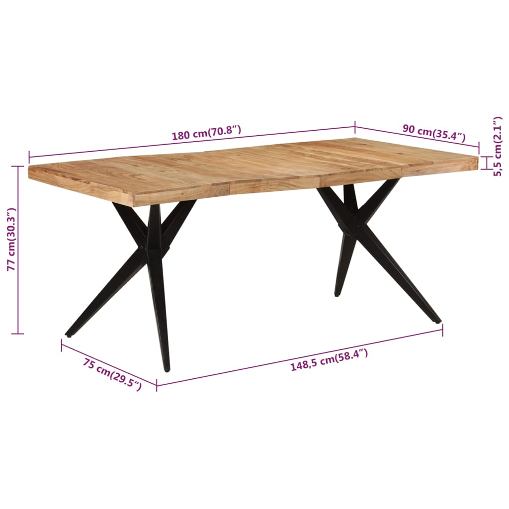 Obsidian Elegance: Acacia Wood Dining Table in Black Beauty