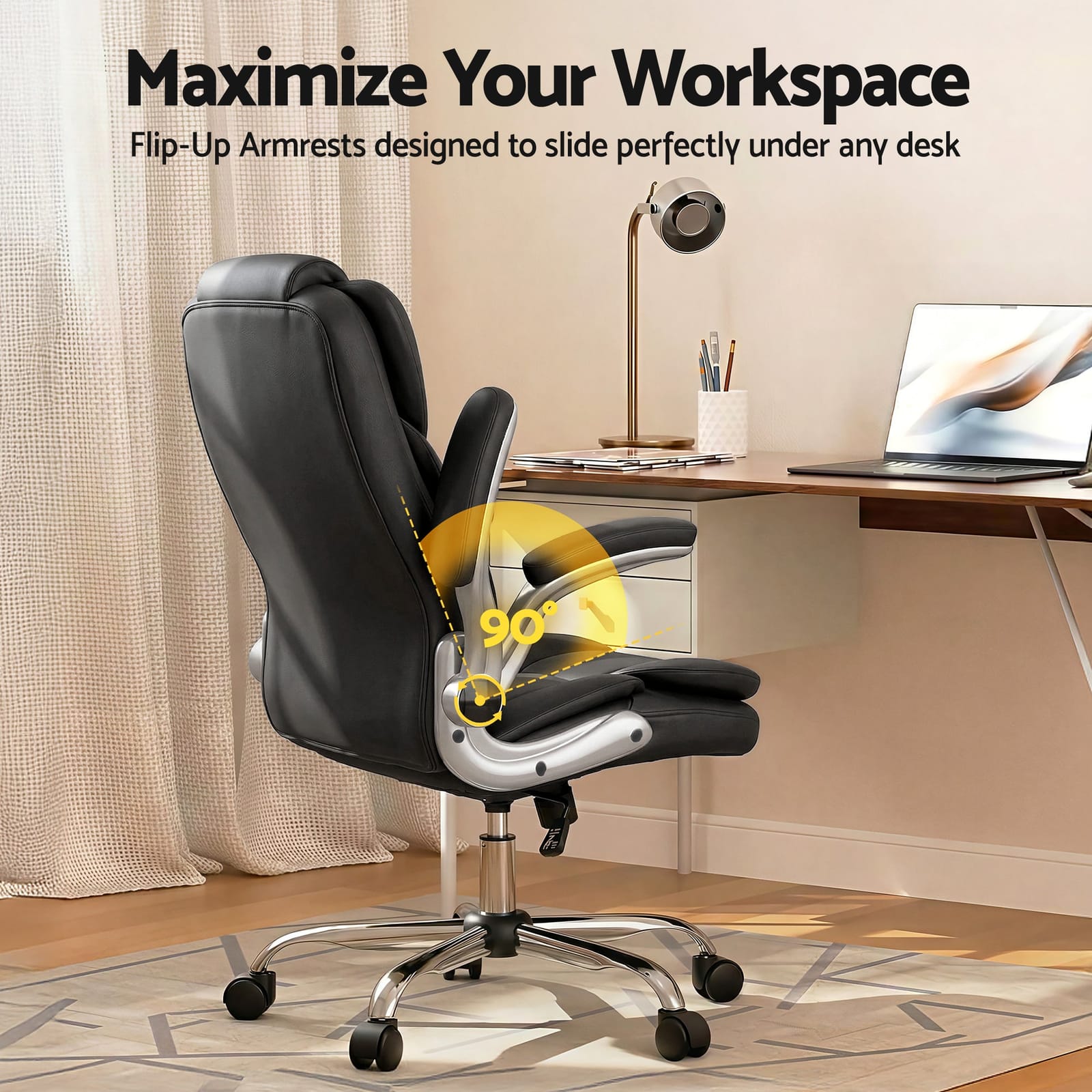 Executive Office Chair Leather Tilt Black - Office & Desk Chairs