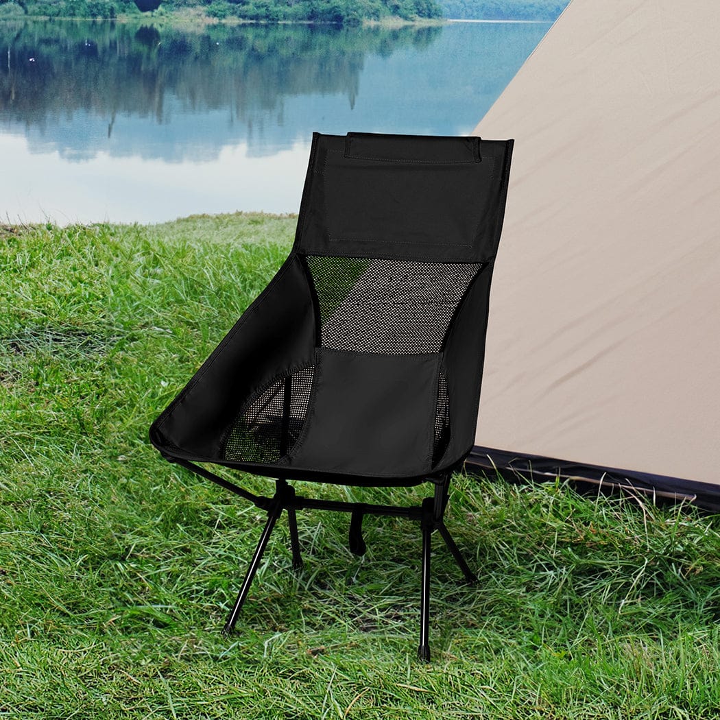 Black colour - Versatile Camping Chair Folding Outdoor Large Black  Foldable