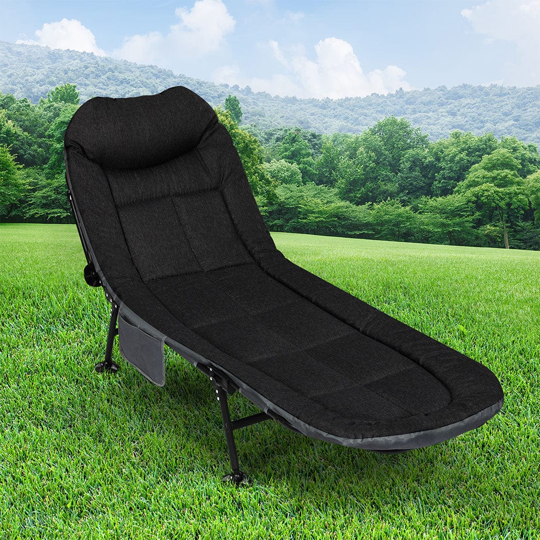 Black colour - Functional Folding Camping Bed Camp Cots Black  Foldable Function