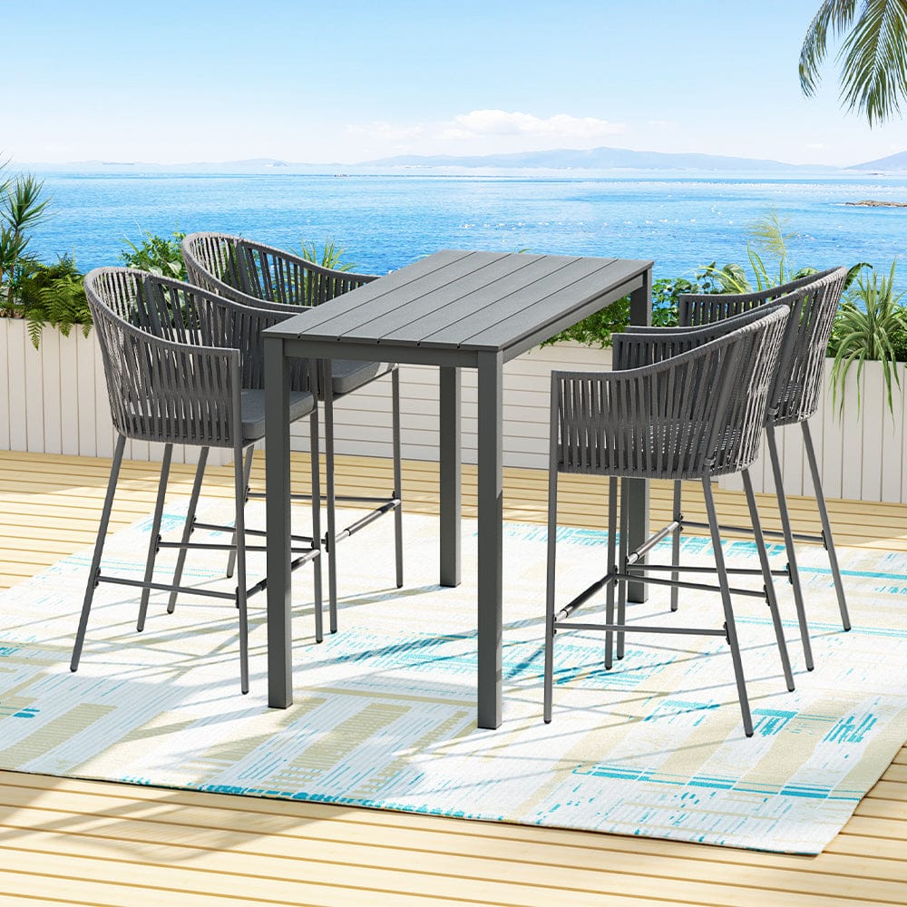 Stylish 5-Piece Outdoor Bar Set with Outdoor Chairs - photo 8