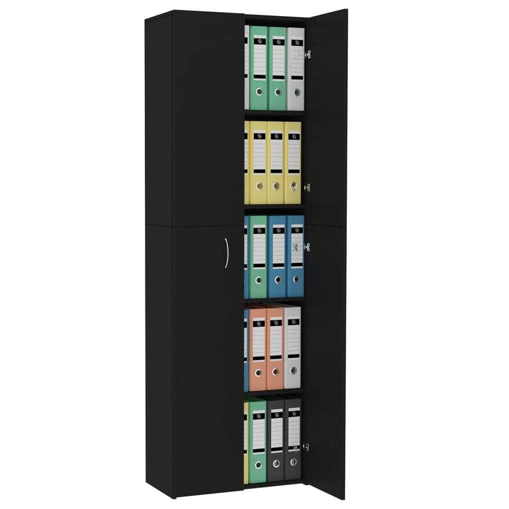 Office Cabinet Black Chipboard
