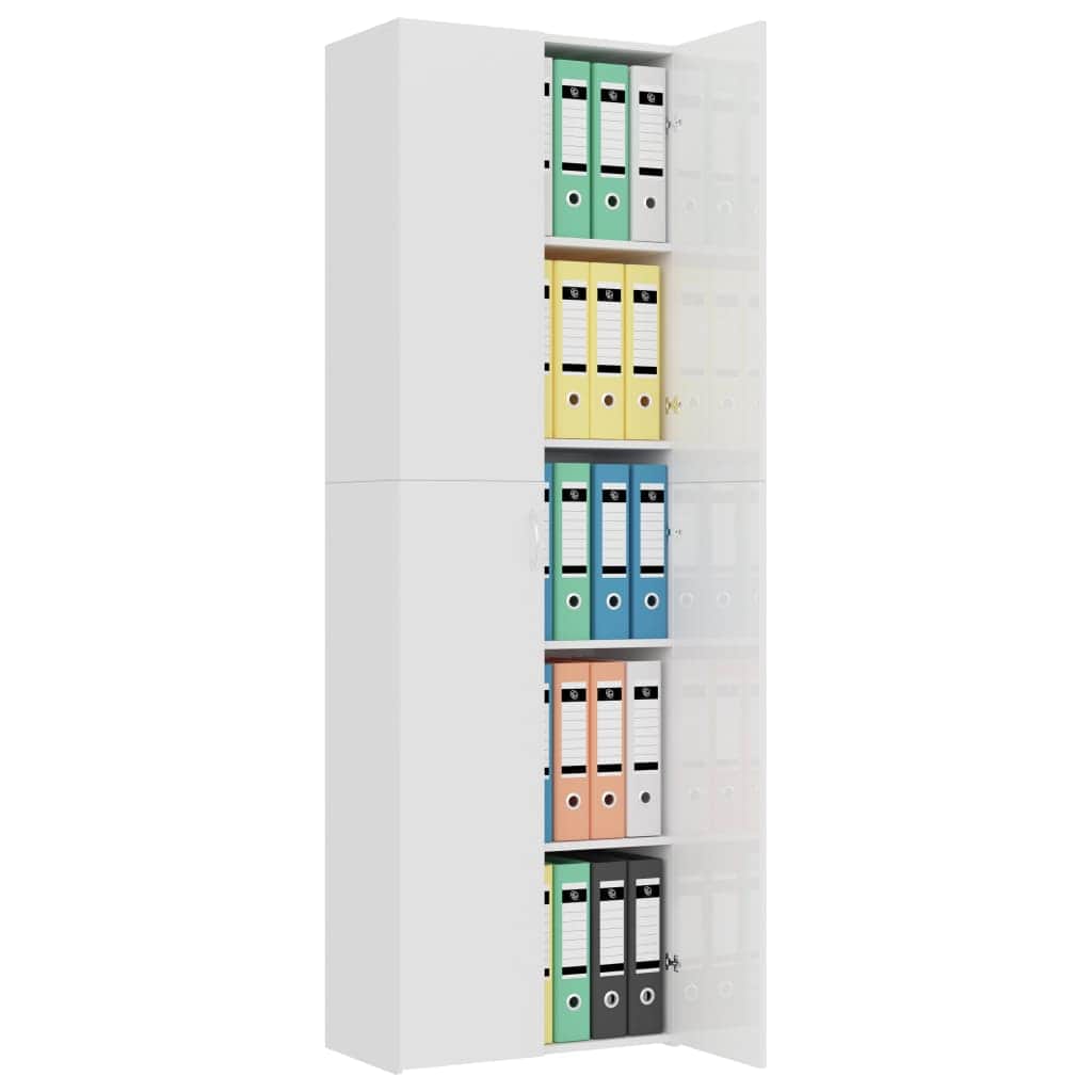 Office Cabinet High Gloss White Chipboard