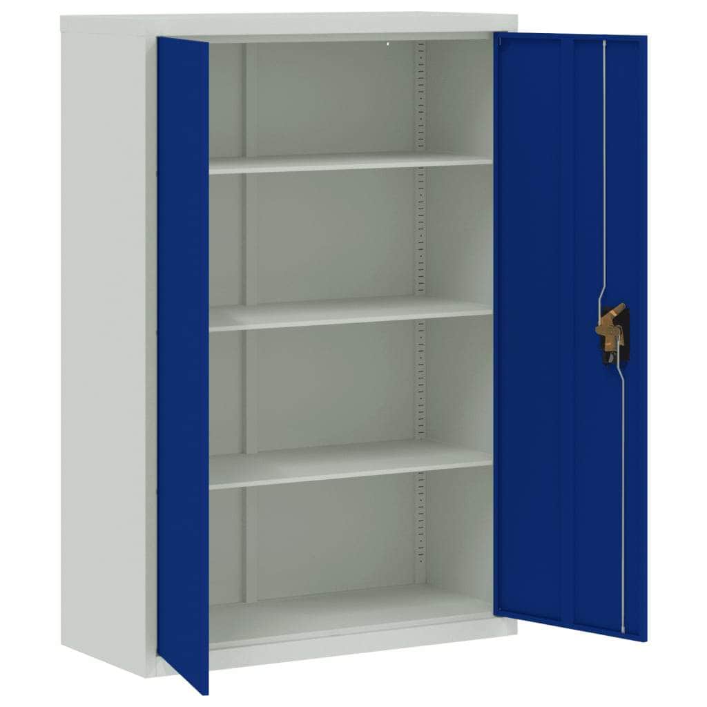 Office Cabinet Metal Grey & Blue