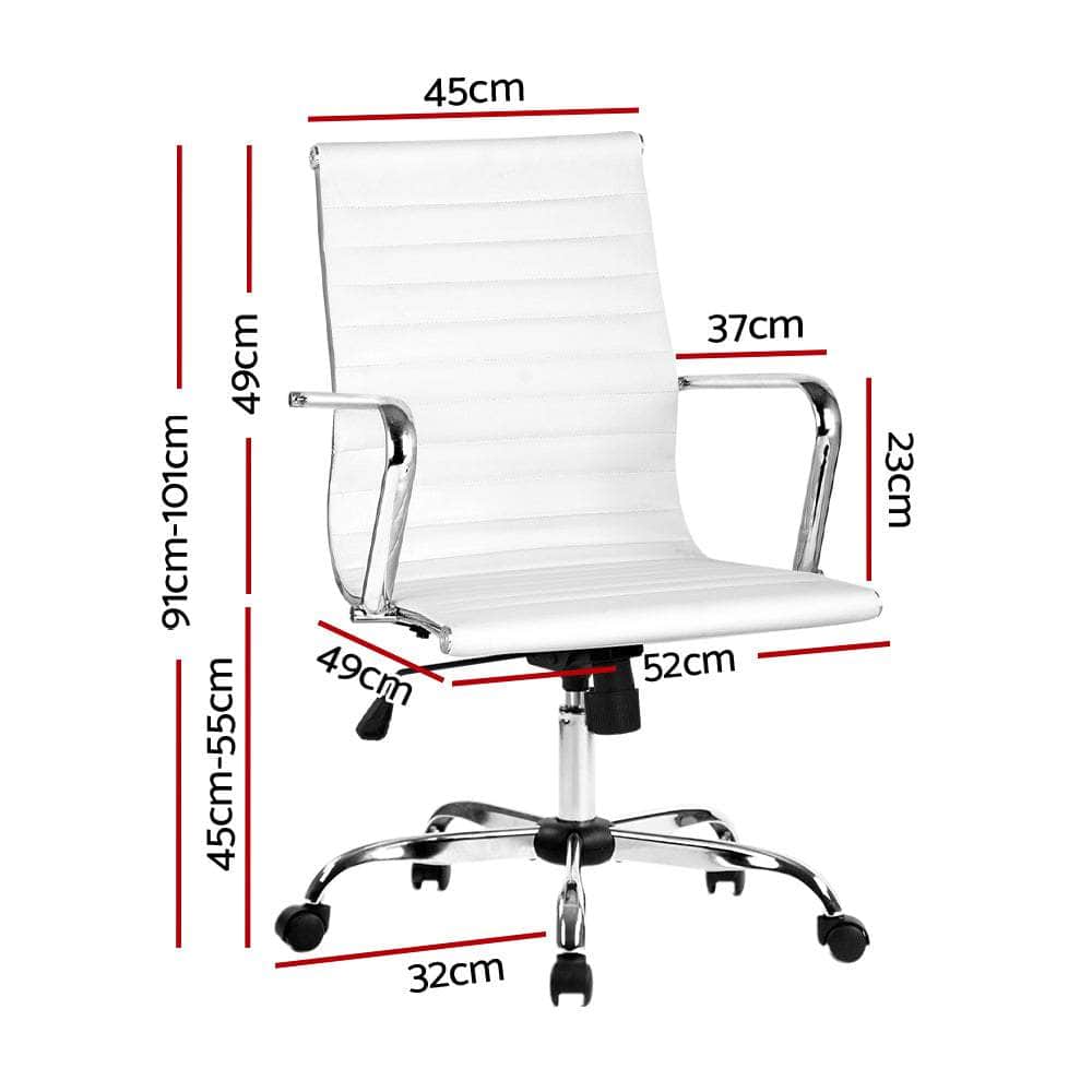 Office Chair Conference Chairs PU Leather Mid Back White
