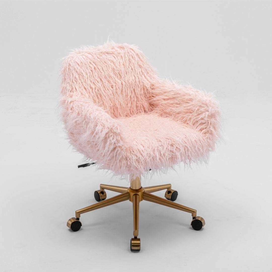 Office Chair Fur Modern Swivel Desk Chair For Women And Girls-Pink