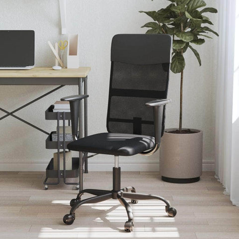 Office Chair Height Adjustable Black Faux Leather