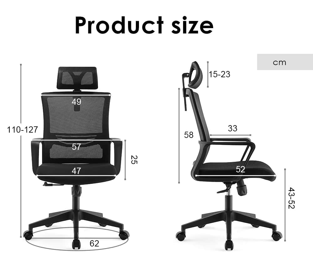Office Chair High Back Ergonomic Swivel Computer Gaming Chair Black -