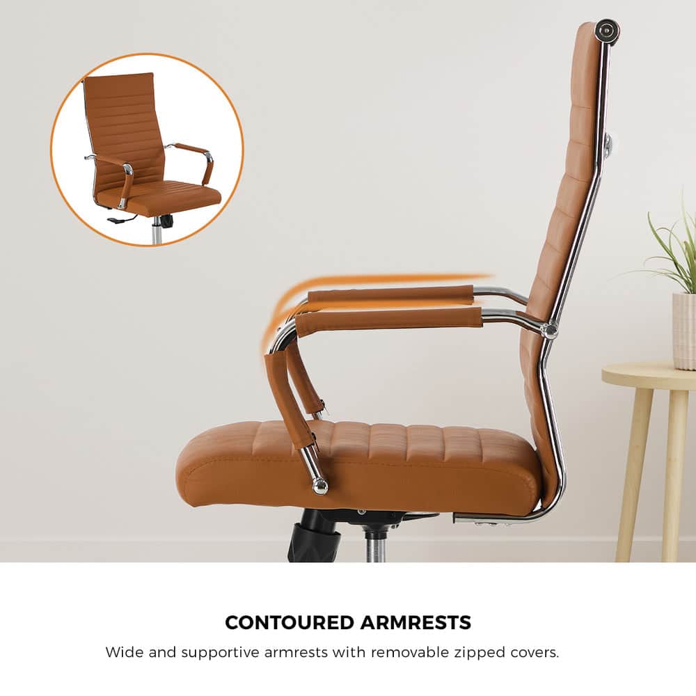 Office Chair High Back Swivel Leather Executive Desk Chair Brown