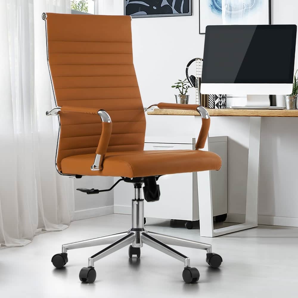 Office Chair High Back Swivel Leather Executive Desk Chair Brown