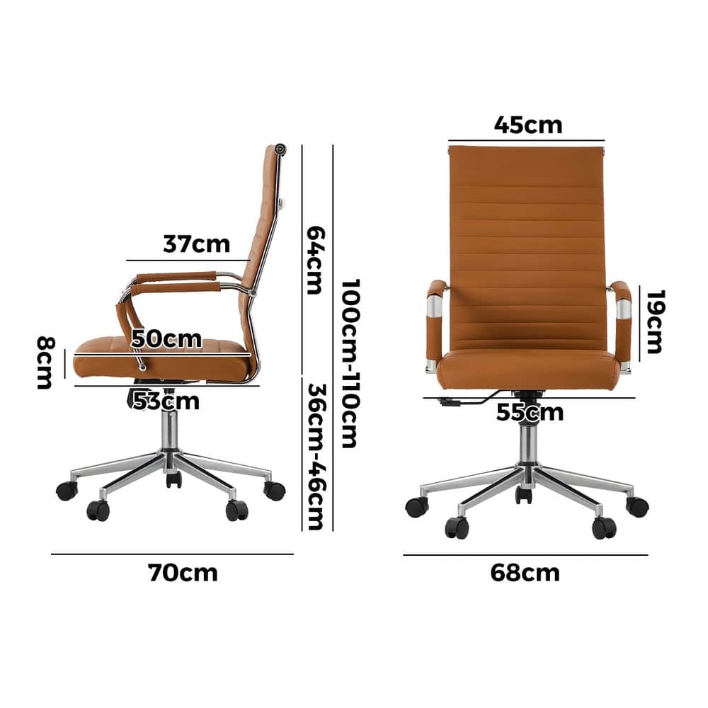 Office Chair High Back Swivel Leather Executive Desk Chair Brown