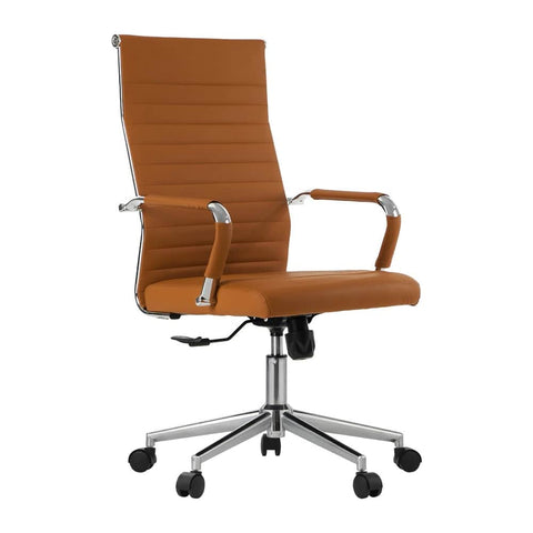 Office Chair High Back Swivel Leather Executive Desk Chair Brown