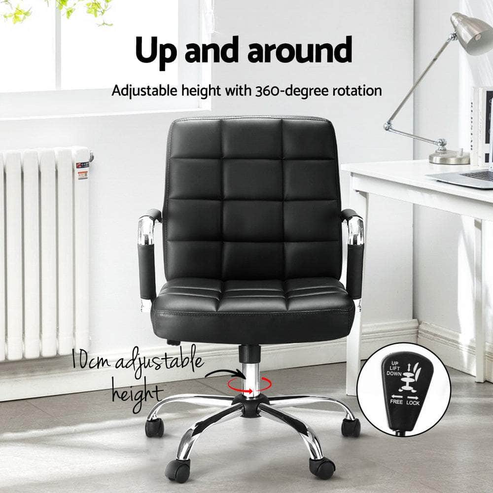 Office Chair PU Leather Mid Back Black