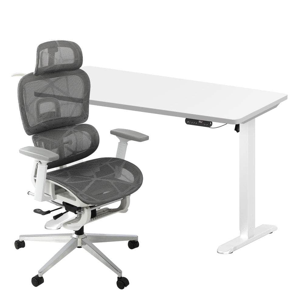 Office Desk and Chair Set Mesh Ergonomic Chair Sit-stand Desk