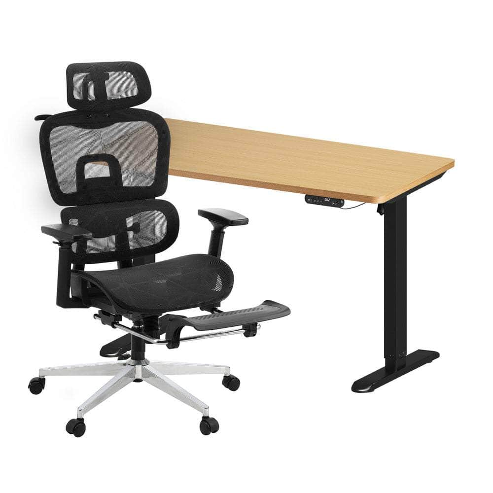 Office Desk and Chair Set Mesh Ergonomic Chair Sit-stand Desk