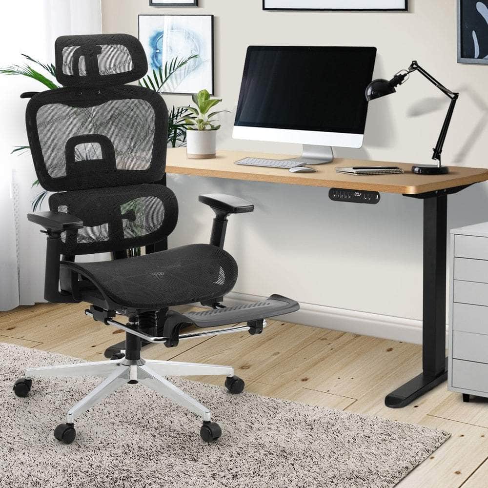 Office Desk and Chair Set Mesh Ergonomic Chair Sit-stand Desk