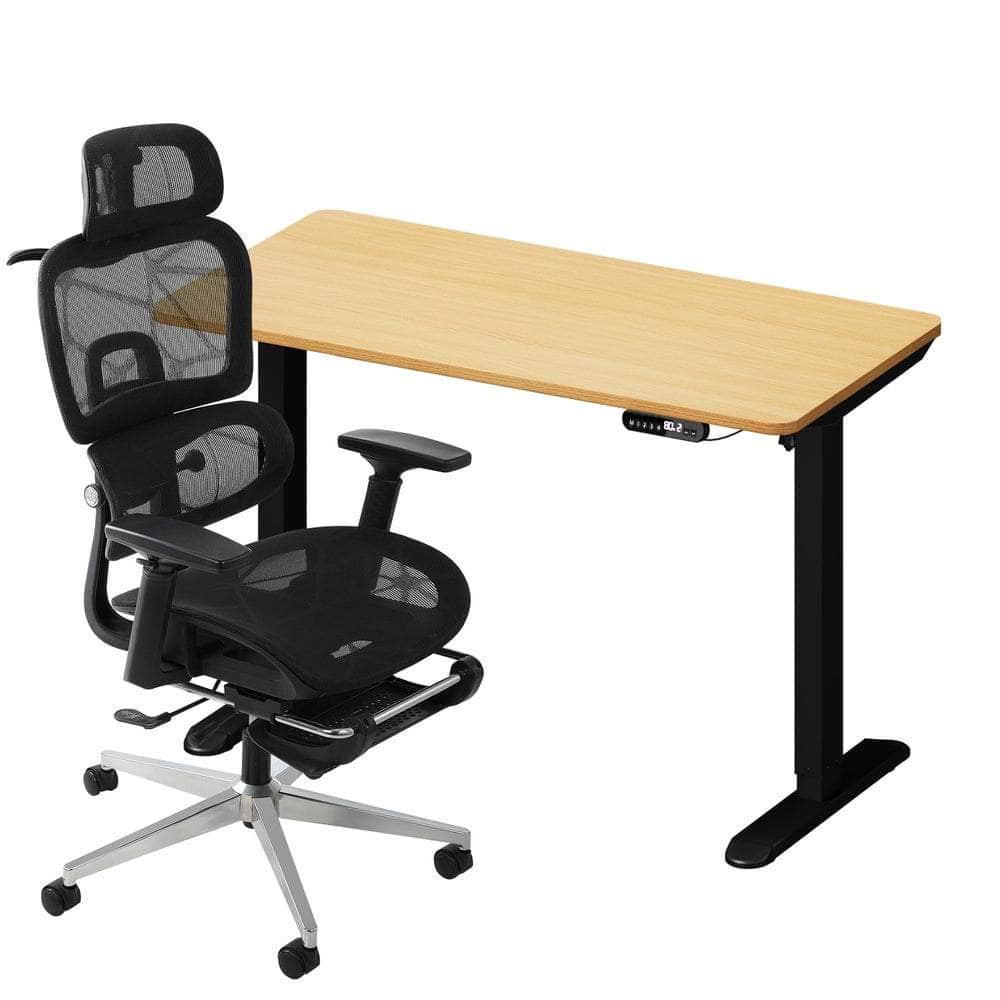 Office Desk and Chair Set Mesh Ergonomic Chair Sit-stand Desk