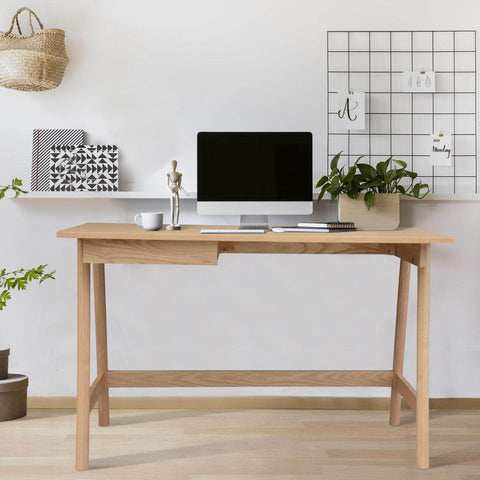 Office Desk Student Study Table Solid Wooden Timber Frame - Ash Natural