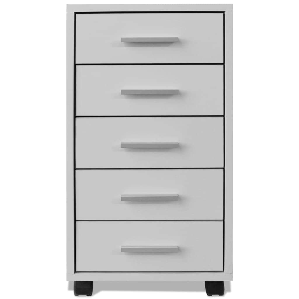 Office Drawer Unit with Castors 5 Drawers White