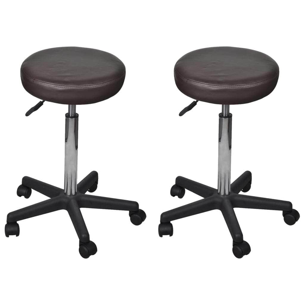 Office Stools 2 pcs Brown faux Leather - Simple deals