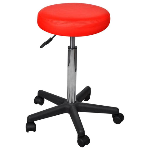 Office Stools 2 pcs Red Leather